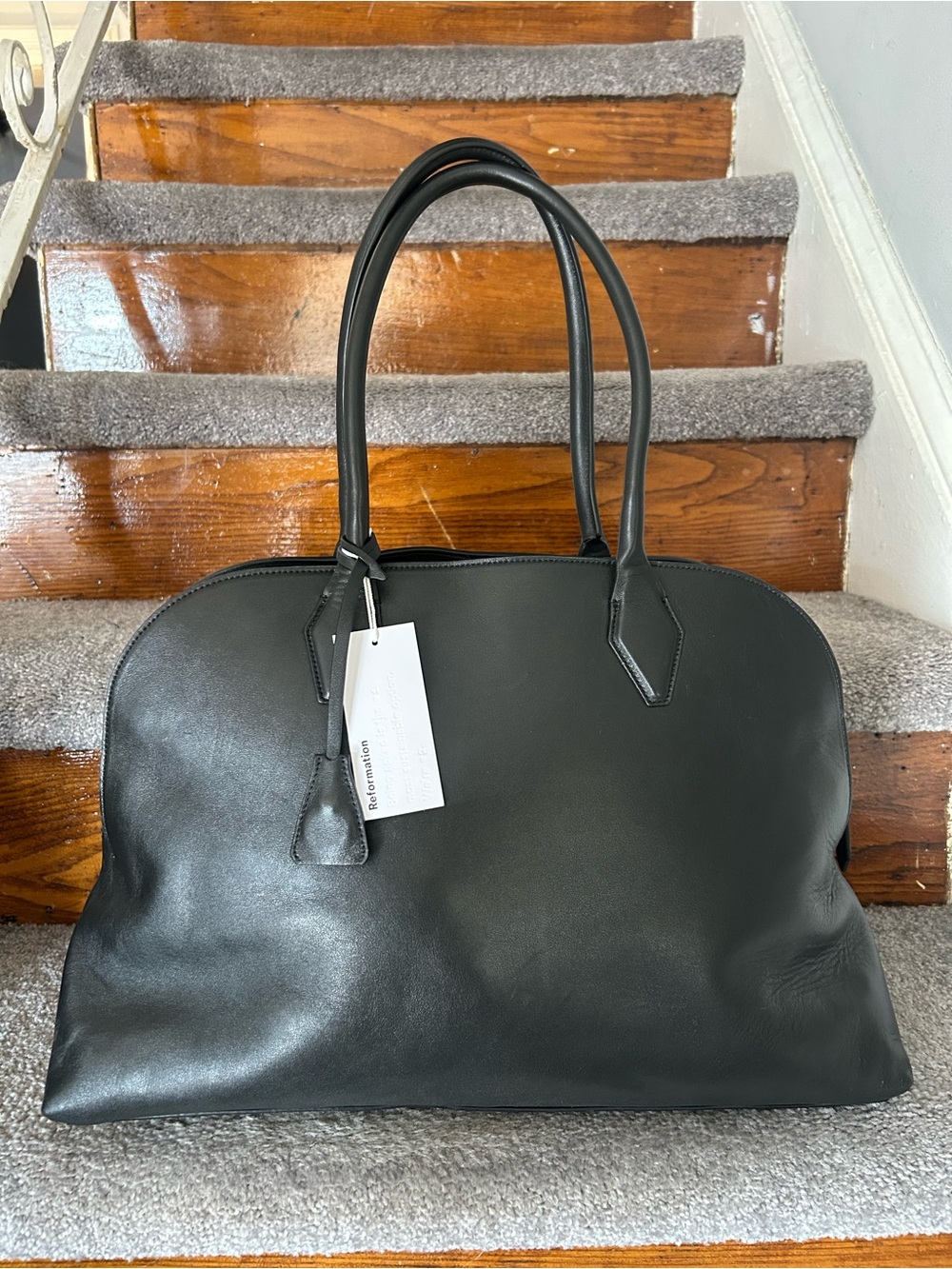 Reformation Oversized Seraphina Purse Tote Soft Lamb Leather Satchel  NWT Black